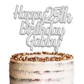 Personalised Happy Birthday Acrylic Cake Topper by KreateSquare | Custom Colour Any Name & Any Age Premium Mirrored Acrylic Finish